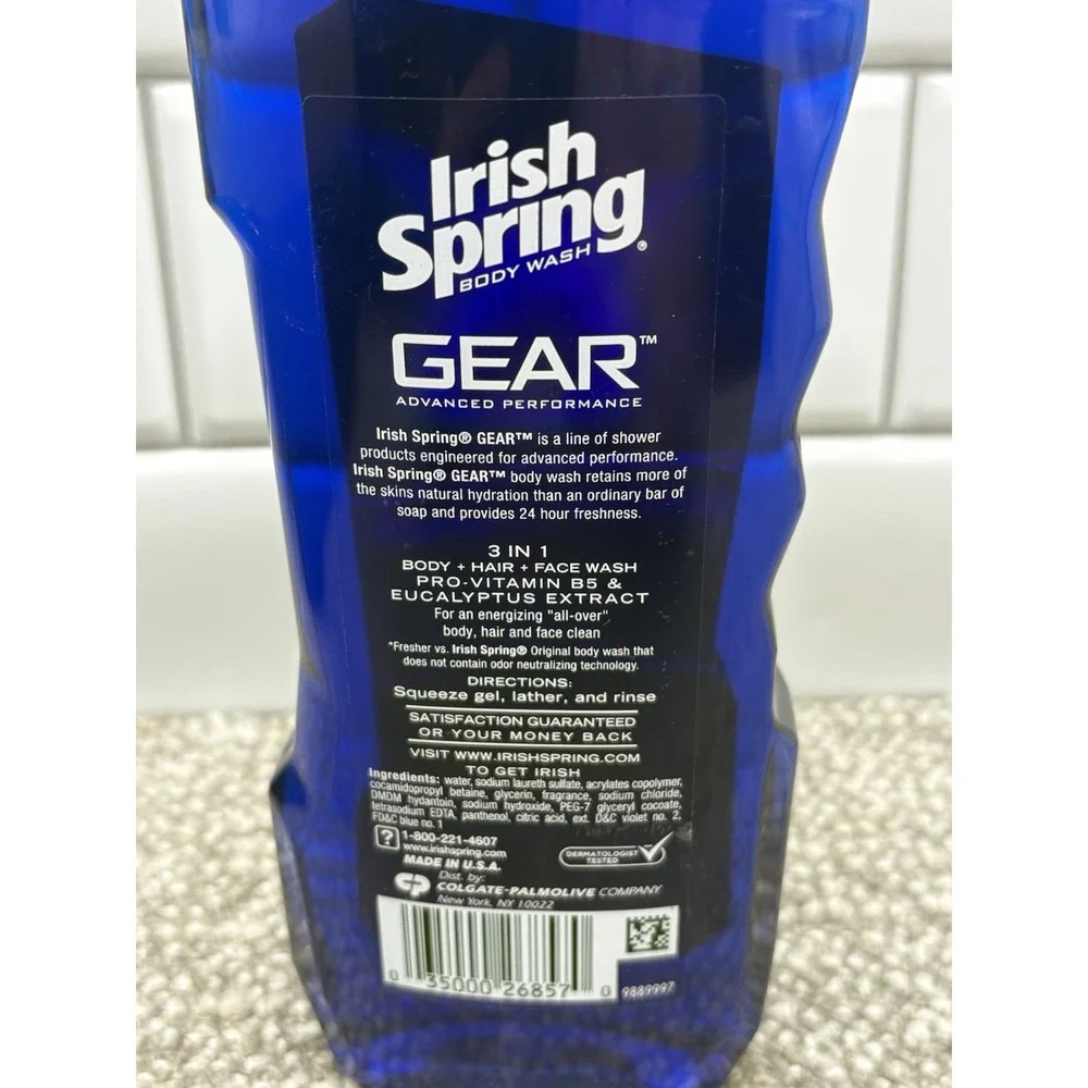 Irish Spring Gear Hair Body Face 3-in-1 Body Wash & Shampoo 15 Oz